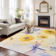 thumbnail image 1 of Spring Dragonfly Area Rugs 5x7 ft Yellow Pastoral Flower Washable Rug Non Slip Indoor Carpet Absorbent Floor Mat for Living Room Bedroom Dining Room, 1 of 9
