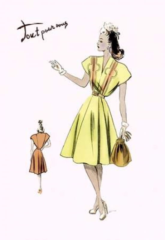 Spring Dress and Bag 1947 Canvas Art - Unknown (12 x 18)