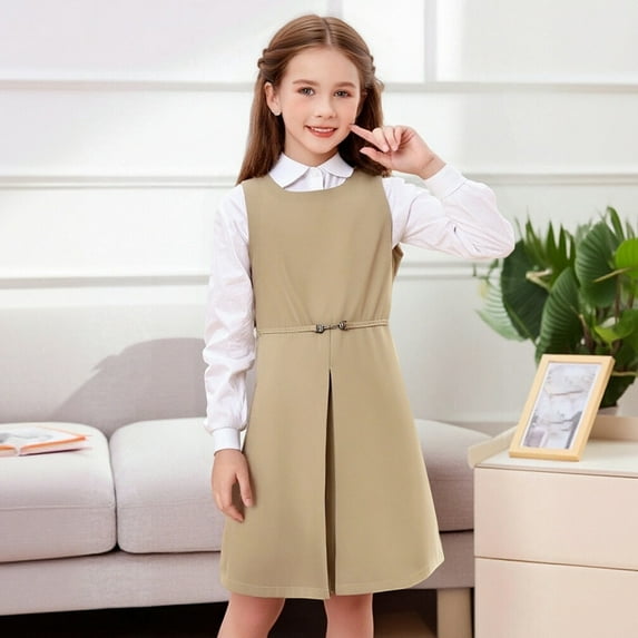 Spring Dresses Bowknot Design Dress Ruffle Short Sleeve Cute Summer Dresses for Girls Teens Elastic Waist for Holiday Party (Khaki,12-13 Years)