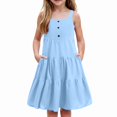 thumbnail image 1 of Spring Dresses For Girls Spring Dresses For Teens Girls Dress Sleeveless Casual Button Down Sundress for Girl Blue 4-5 Years, 1 of 6