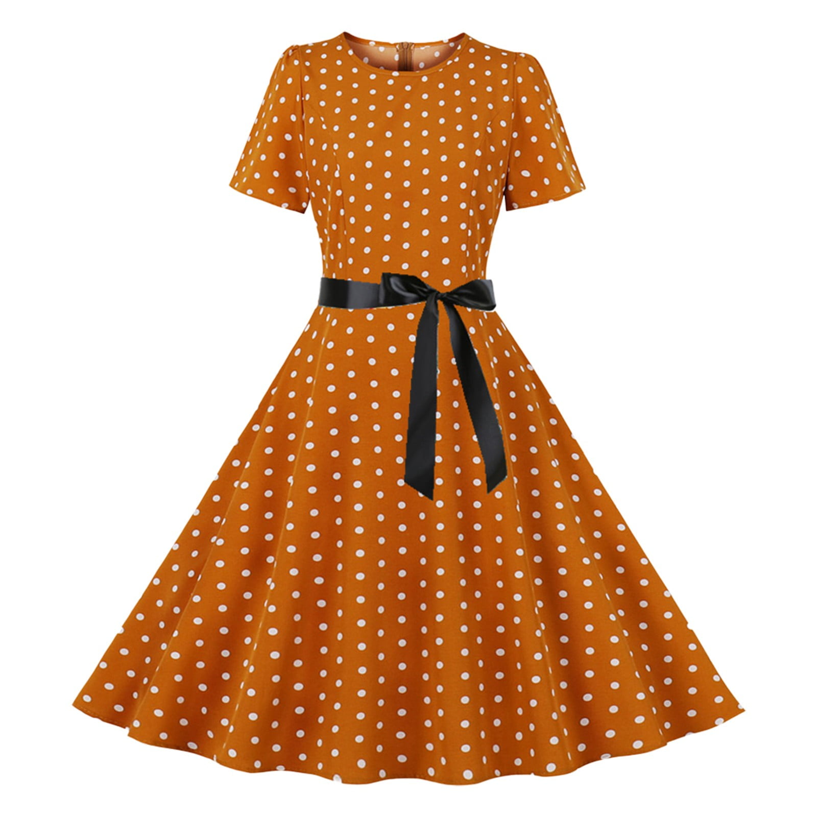 Spring Dresses For Women 2023 Vintage Print Short Sleeve Swing Party Big Swing Puffy Yellow Dress Women Walmart