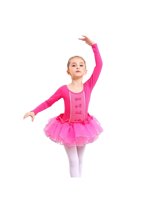 Spring Dresses for Girls 2026 Solid Ballet Practice Tutu Dance Elegant Leotard Ballerina Training Birthday Gift Hot Pink 2-3 Years