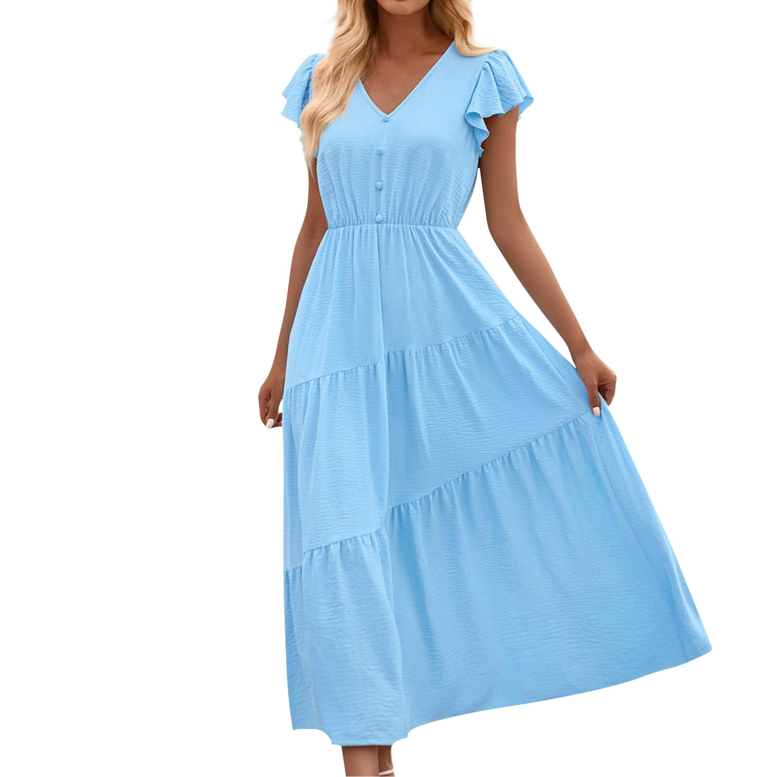 Spring Dresses for Women 2024 Fashion Elegant Long Sleeve Midi Dress