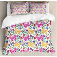 thumbnail image 1 of Spring Duvet Cover Set, Flowers Butterflies Plants Vibrant Summer Blooms Leaves Nature Wings Design, Decorative 3 Piece Bedding Set with 2 Pillow Shams, Calking Size, Multicolor, by Ambesonne, 1 of 3
