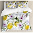 thumbnail image 1 of Spring Duvet Cover Set, Flowers Lemons Essence Refreshing Agriculture Harvest Aroma Organic Watercolor Art, Decorative 3 Piece Bedding Set with 2 Pillow Shams, King Size, Multicolor, by Ambesonne, 1 of 3