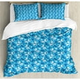 thumbnail image 1 of Spring Duvet Cover Set, Nature Design Butterflies and Flowers Pattern, Decorative 3 Piece Bedding Set with 2 Pillow Shams, Queen Size, Azure Blue Coral, by Ambesonne, 1 of 3