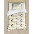 thumbnail image 1 of Spring Duvet Cover Set Twin Size, Retro Style Seasonal Design with Contrast Color Little Blossoms, Decorative 2 Piece Bedding Set with 1 Pillow Sham, Purple Yellow and Apple Green, by Ambesonne, 1 of 3