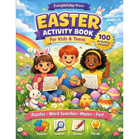 Spring Easter Activity Book for Kids & teens: Puzzles - Mazes - Word ...