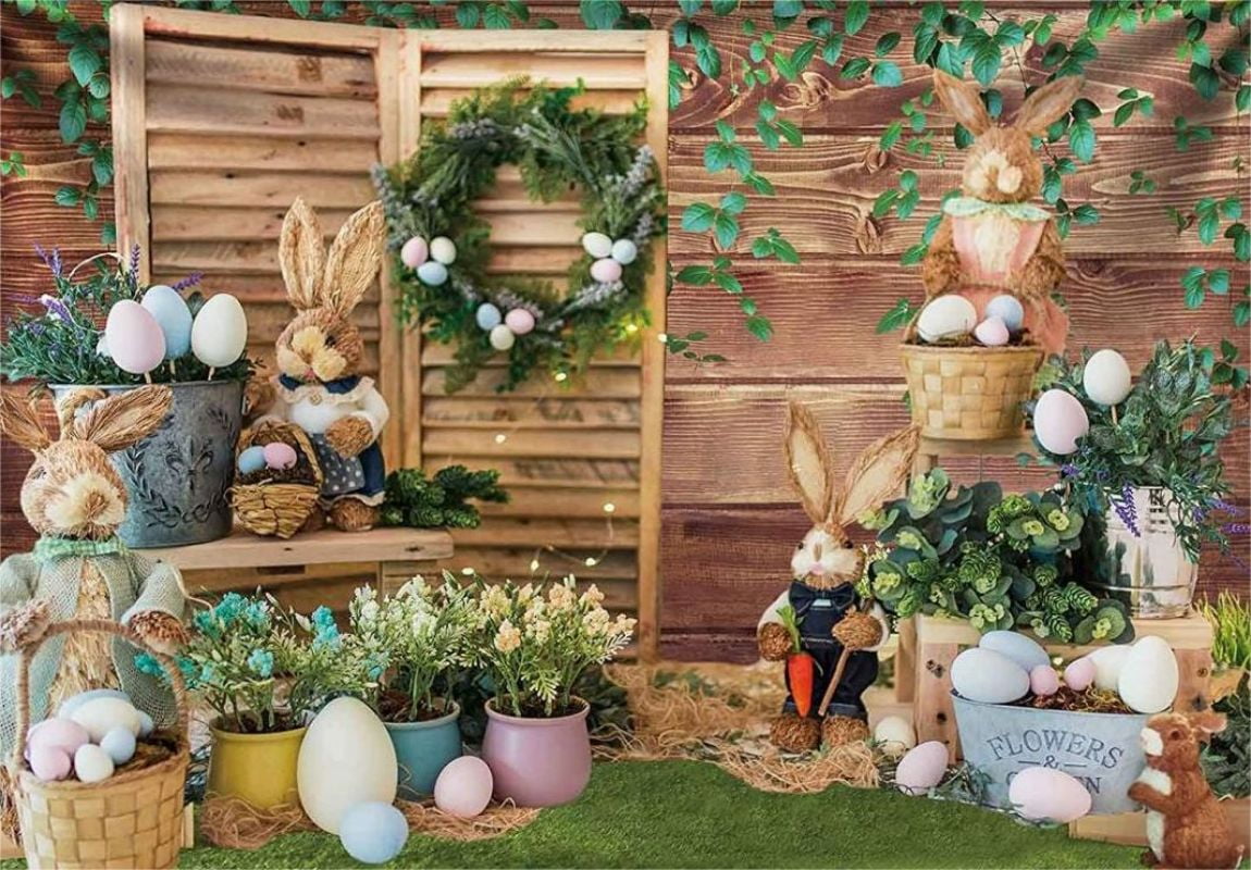 Spring Easter Backdrop Cartoon Candy House Easter Party Decorations ...