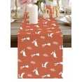 thumbnail image 1 of Spring Easter Bunny with Black Bow Table Runner-36 Inch Long Red Background Table Runners Linen Burlap Tablerunner for Kitchen Dining Room Holiday Party, 1 of 9