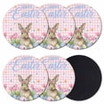 thumbnail image 1 of Spring Easter Bunny Coasters Set of 6, Absorbent Coasters for Drinks, Pink Plaid Tulip Botanical Eggs Coaster for Desk Coffee Table Protection, Home Decor House Warming Gifts 4", 1 of 8