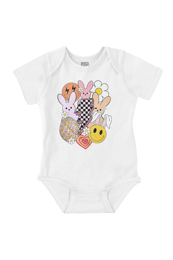 Spring Easter Bunny Disco Collage Bodysuit Jumper Girls Infant Baby Brisco Brands 12M