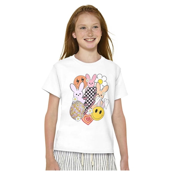 Spring Easter Bunny Disco Collage Girls Kids T Shirt Tees Teen Brisco Brands S