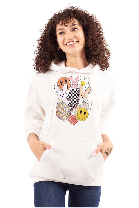Spring Easter Bunny Disco Collage Hoodie Sweatshirt Women Brisco Brands X