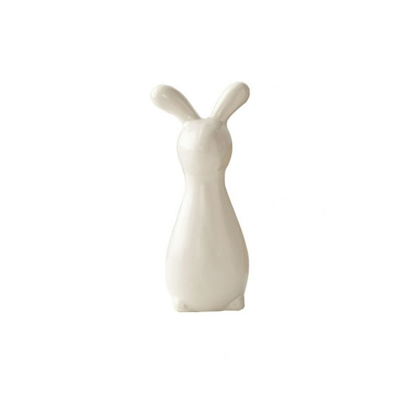 Spring Easter Bunny Figurine Decoration - Ceramic Easter Bunny Statue Spring Bunny Figurines Rabbit Statues Table Centerpiece Mantels Home Decor(White)