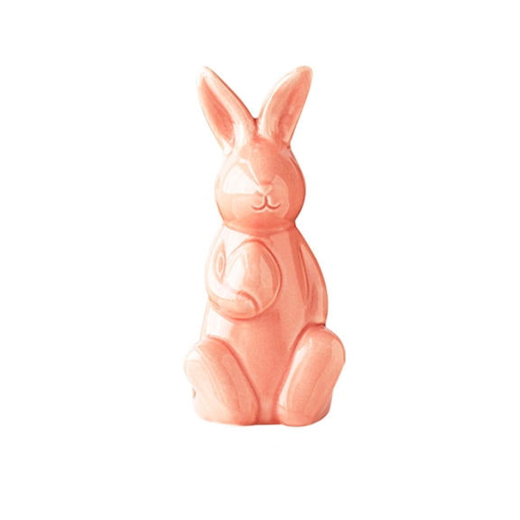 Spring Easter Bunny Figurine Decoration - Pink Porcelain Bunny Statue Spring Bunny Figurines with Eggs, Easter Rabbit Statues Table Centerpiece Mantels Home Ornament