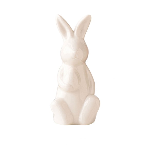 Spring Easter Bunny Figurine Decoration - White Porcelain Bunny Statue Spring Bunny Figurines with Eggs, Easter Rabbit Statues Table Centerpiece Mantel Home Decor