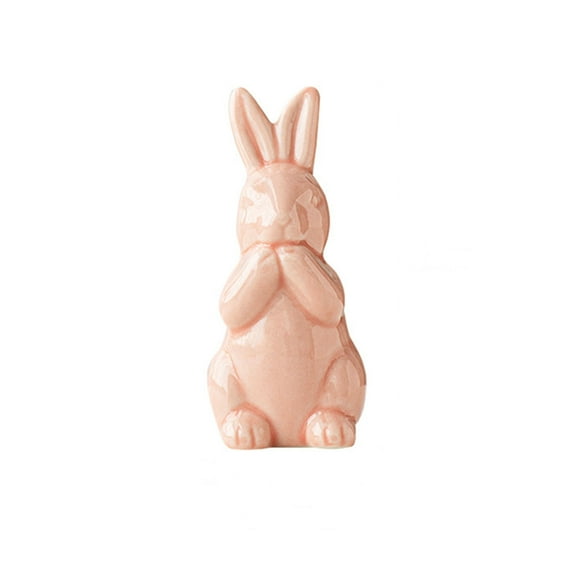 Spring Easter Bunny Figurine Pink Porcelain Bunny Statue - Mini Ceramic Easter Bunny Statue Spring Bunny Figurines Rabbit Statues, Easter Bunny Figurine Decor Indoor Home Decorations