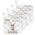 thumbnail image 1 of Spring Easter Bunny Pot Holders for Kitchen Heatproof Potholder, 4 Pack Colorful Eggs Botanical Floral Hot Pads Multipurpose Oven Pads Cloth Potholders Trivet for Cooking and Baking, 1 of 8