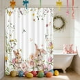 thumbnail image 1 of Spring Easter Bunny Shower Curtains for Bathroom Cute Bunnies Floral Plant Watercolor Flower Shower Curtain Set with Hooks Home Bathroom Bathtubs Decor Washable Durable Fabric, 1 of 6
