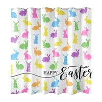 Spring Easter Bunny Shower Curtains for Bathroom, Cute Rabbit Floral Plant Watercolor Shower Curtain with 12 Hooks, Home Bathtubs Decor 72"x72"