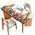 thumbnail image 1 of Spring Easter Bunny Table Cloths for 4 Foot Rectangle Tables, Red Floral Botanical Easter Eggs Patio Waterproof Elastic Fitted Tablecloths, Washable Rectangular Table Cover for Camping, 1 of 8