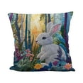 thumbnail image 1 of Spring Easter Bunny Throw Pillow Covers for Outdoor Patio Chair Decor, Knitted Rabbit Floral Embroidery Throw Pillow Cover Sofa Couch Cushion Case, Easter Bunny Eggs Cotton Fabric Cushion Case Cover, 1 of 5