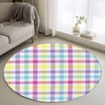 thumbnail image 1 of Spring Easter Checkered Round Area Rug 3.3 FT, Non Slip Small Entryway Kitchen Mat, Colorful Buffalo Plaid Washable Soft Circular Rug Non-Shedding Door Mat for Bathroom Playroom Kids Room, 1 of 9