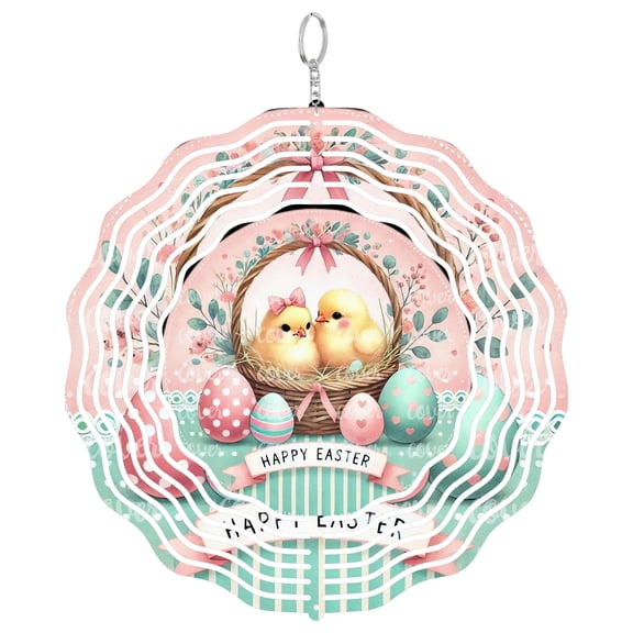 Spring Easter Chicks 3D Wind Spinner Kinetic Art Hanging Holiday Animal Garden Decor