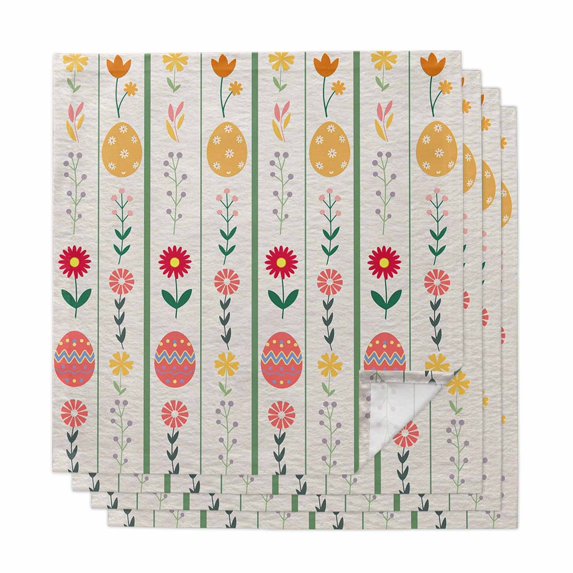 Spring Easter Cloth Napkins, Green Pink Yellow Eggs Floral Botanical Washable and Reusable Dinner Napkins Set of 4, Table Napkin for Kitchen Party Birthday Wedding Hotel Housewarming 20"x20"