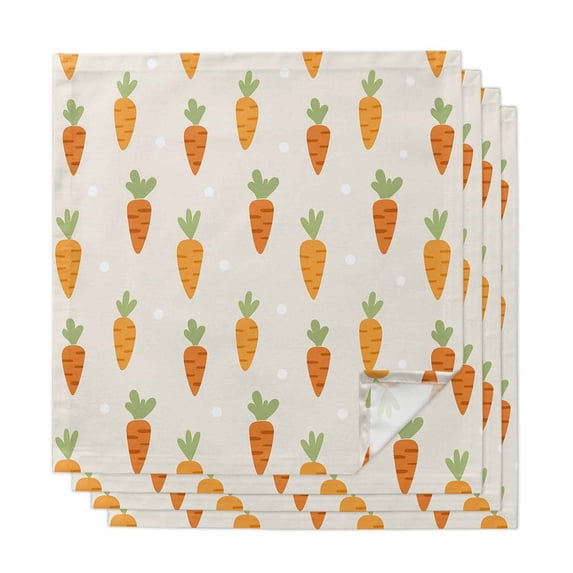 Spring Easter Cloth Napkins, Watercolor Cute Carrots Vegetables Beige Washable and Reusable Dinner Napkins Set of 4, Table Napkin for Kitchen Party Birthday Wedding Hotel Housewarming 20"x20"