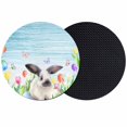 thumbnail image 1 of Spring Easter Coasters Set of 2, Absorbent Coasters for Drinks, Blue Botanical Tulip Rabbit Butterfly Coaster for Desk Coffee Table Protection, Home Decor House Warming Gifts 4", 1 of 8