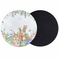 thumbnail image 1 of Spring Easter Coasters Set of 2, Absorbent Coasters for Drinks, Rabbit Eggs Eucalyptus Leaf Floral Butterfly Coaster for Desk Coffee Table Protection, Home Decor House Warming Gifts 4", 1 of 8