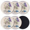 thumbnail image 1 of Spring Easter Coasters Set of 6, Absorbent Coasters for Drinks, Retro Rabbit Cup Botanical Purple Leaves Coaster for Desk Coffee Table Protection, Home Decor House Warming Gifts 4", 1 of 8