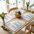 thumbnail image 1 of Spring Easter Colorful Rabit Tail Placemats Set of 4,Wipeable Washable Table Mats for Dining Tables, Tree Branch Egg Checker Place Mats for Kitchen Event Party Tabletop Decor, 1 of 9