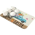 thumbnail image 1 of Spring Easter Dish Drying Mat for Kitchen Counter, Super Absorbent Quick Dry Coffee Bar Mat Pad Thin Diatomaceous Sink Mat Non Slip Dish Drainer Mat 16x18 Blue Truck Bunny Colorful Eggs Floral Burlap, 1 of 6