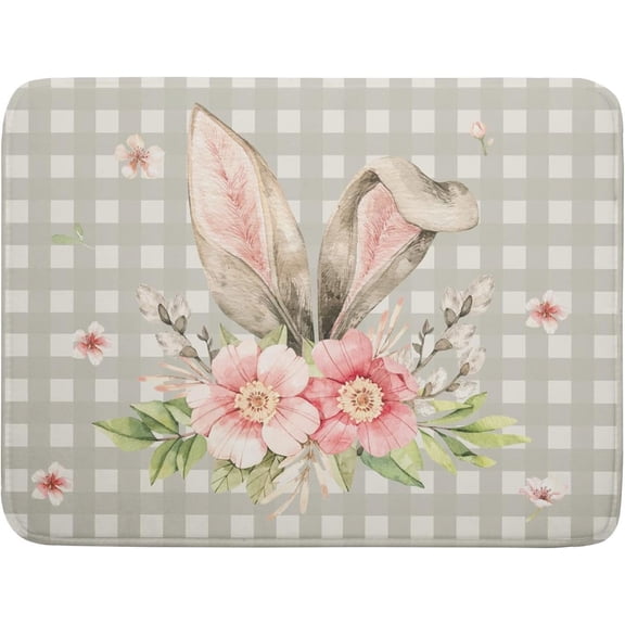 Spring Easter Dish Drying Mats for Kitchen Counter 1824 Inch Cute Bunny Flowers Large Microfiber Drying Mat Kitchen Accessories Dish Rack Mat Drainer Pad Washable Absorbent