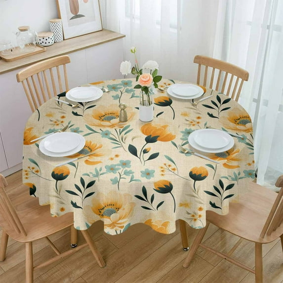 Christmas Snowflake Plaid Round Tablecloth Waterproof Wedding Decor Table Cover Christmas Party Decorative Tablecloth