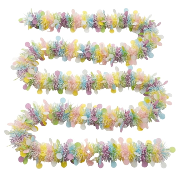 Spring Easter Egg Tinsel Garland 6.5 FT, Glitter Wired Garland for Mantel Door Window, Colorful Pastel Indoor Easter Decorations for Home Classroom Party