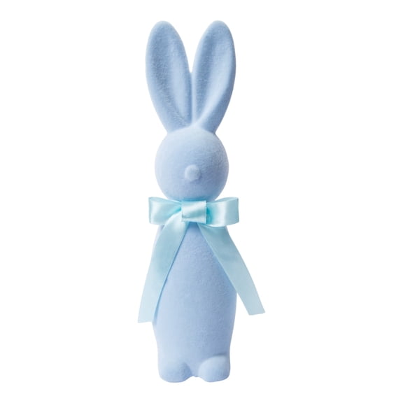 Spring Easter Flocked Standing Bunny Blue 12 in Tabletop Decor