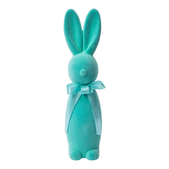 Spring Easter Flocked Standing Bunny Mint 12 in Tabletop Decor