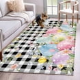 thumbnail image 1 of Spring Easter Flowers Area Rugs 4'x6', Washable Small Throw Rugs for Office Bathroom, Farmhouse Floral Black Buffalo Plaid Indoor Outdoor Rug Non-Slip Low Pile Carpet Runner Reversible Floor Mats, 1 of 8