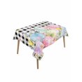 thumbnail image 1 of Spring Easter Flowers Rectangle Tablecloth, Farmhouse Floral Black Buffalo Plaid Waterproof & StainResistant Tablecloth, Washable Oil-proof Table Cover for Dining/Party/Wedding/Buffet 52x70 In, 1 of 9