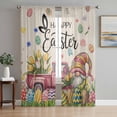 thumbnail image 1 of Spring Easter Gnomes Sheer Curtains 72 Inch Length 2 Panels Set Window Treatments, Red Truck Colorful Eggs Botanical Rod Pocket Semi Curtains for Living Room/Bedroom/Kitchen Décor, 104"W x 72"L, 1 of 7