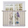 thumbnail image 1 of Spring Easter Kitchen Curtains 45 Inch Length, Retro Rabbit Cup Botanical Purple Leaves Tiers Curtains for Bathroom Bedroom Cafe, Light Filtering Small Window Treatment Drapes 2 Panels 42"Wx45"L, 1 of 8