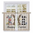 thumbnail image 1 of Spring Easter Kitchen Curtains, Floral Checkered Bunny Linen Texture Light Filtering Window Curtain Panels, 2Pcs Rod Pocket Window Treatments Set for Study Room Bathroom Bedroom 52x54 Inches, 1 of 9