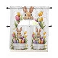 thumbnail image 1 of Spring Easter Kitchen Curtains Sets 36 Inch Length with Valance, Watercolor Eggs Botanical Bunny Swag Valances and Tiers Curtain Set Drapes Swag Curtains for Living Room, Bathroom, Bedroom, Cafe, 1 of 6