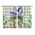 thumbnail image 1 of Spring Easter Kitchen Curtains Window Panels, Purple Floral Summer Botanical Green Plaid Insulated Window Treatment Curtain, Grommet Curtains for Bedroom/Living Room/Bathroom, 2 Piece 52"Wx63"L, 1 of 8