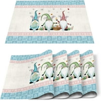 Spring Easter Leprechaun Placemats Set of 6 Cotton Waterproof Munchkins Buffalo Plaid Table Mats,Gnomes Egg Place Mats Dinner Mat Easy Clean Farmhouse Resistant Holiday Table Decor Machine Washable