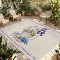 thumbnail image 1 of Spring Easter Outdoor Rug 5x8 Ft - Reversible Patio Rug Outdoor Camping Rugs, Retro Rabbit Cup Botanical Purple Leaves Washable Indoor Outdoor Area Rugs, Non-Slip Outdoor Carpet Runner for Deck/Porch, 1 of 8